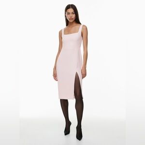 $128 SOLD OUT Blush/Cream Babaton ‘90s Slit Midi Dress with Slit Size 6